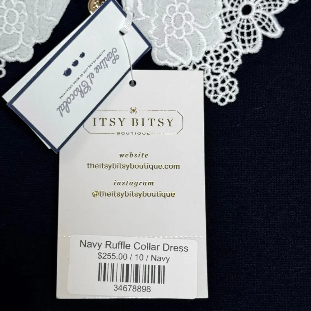 Tartine et Chocolat Girls Navy Blue Lace Collar Dress Size Y10 NWT Jersey dress